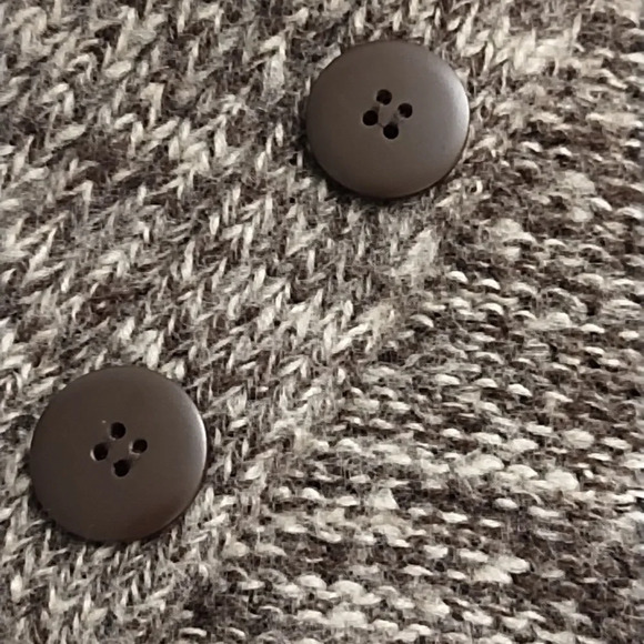 Mock Cowl Neck Sweater Vest Top Jacket Shell Tan Button Detail Fall Chunky look - Picture 9 of 10